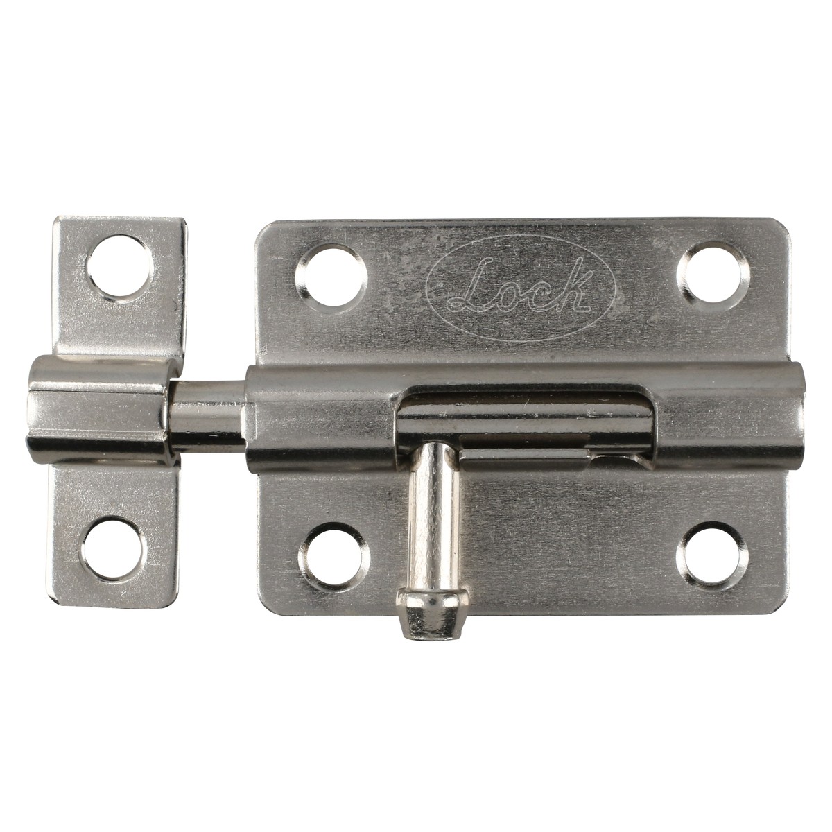 Pasador de sobreponer tipo barril acabado níquel satinado, 8 cm