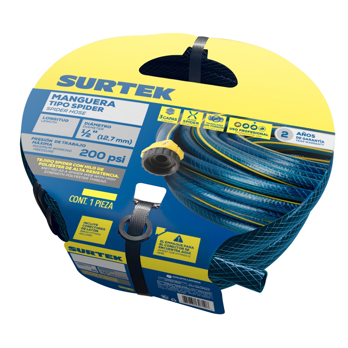 Manguera para jardín spider con conector plástico 1/2", 15 m