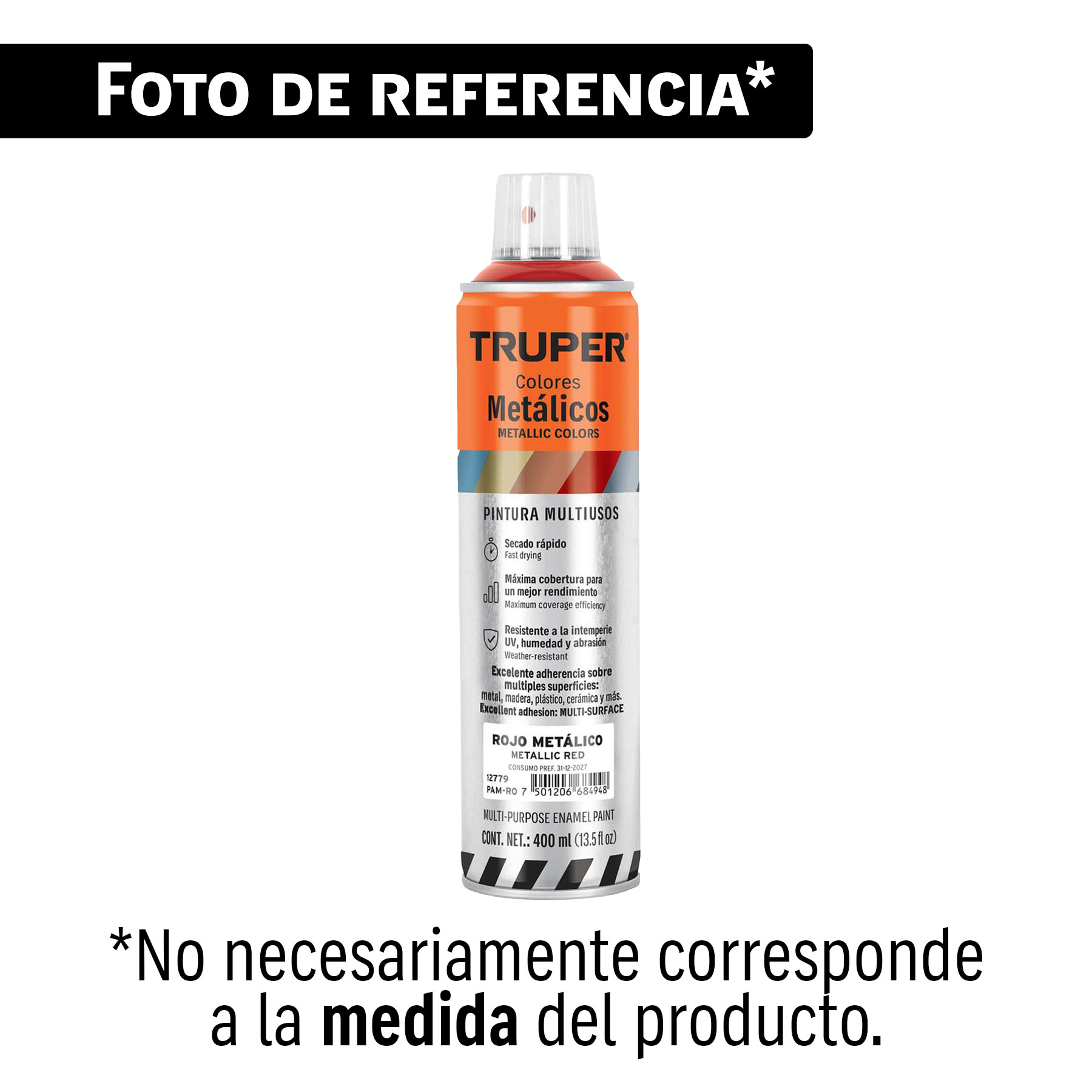 Pintura en aerosol, verde metálico, bote esbelto, 400 ml