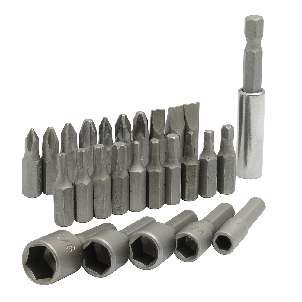 Juego combinado de puntas hexágono de 1/4" con adaptador magnético, 26 piezas en blíster