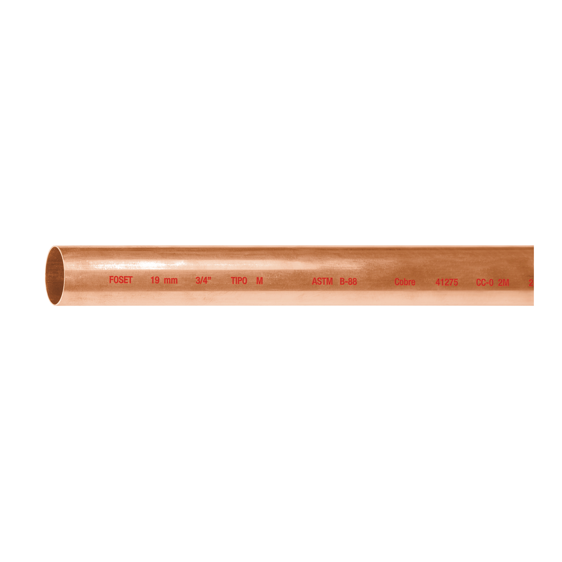 Tubo rígido de cobre 3/4' tipo 'M', 3m, 1.4kg, FOSET