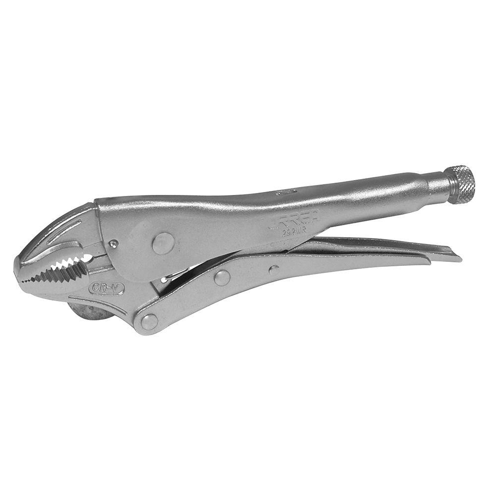 Pinza de presión cromada quijada curva con corta alambre de 10"