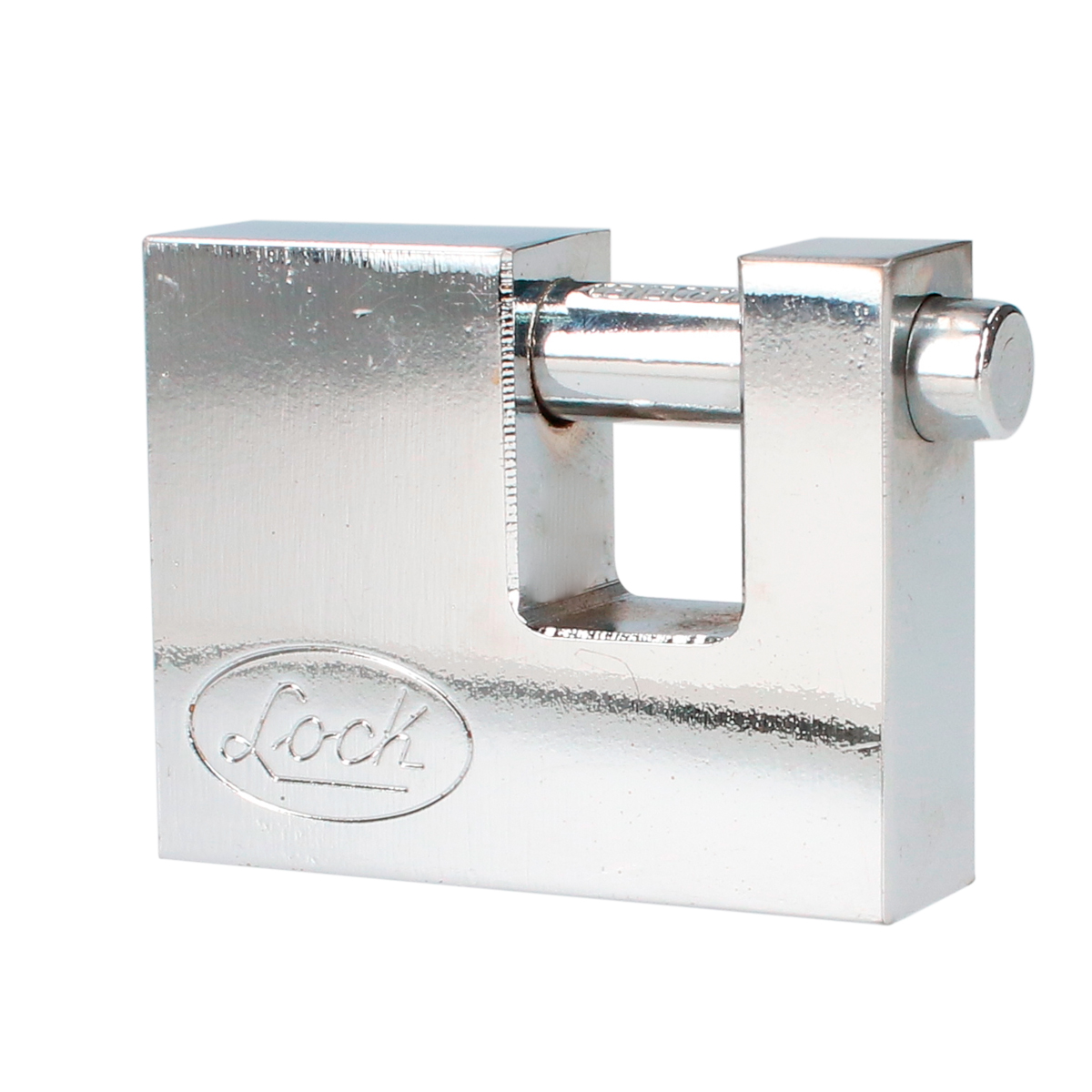 Candado de acero para cortina metálica 70 mm, cromo satinado, llave tetra
