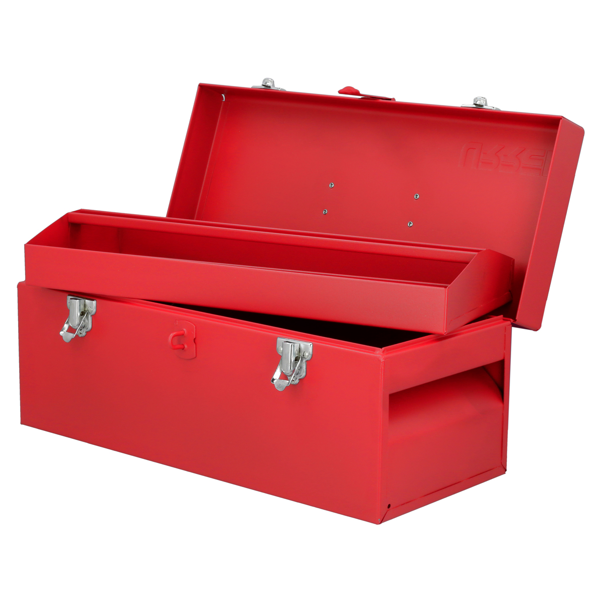 Caja portaherramientas métalica con asa plástica color rojo 17" x 7" x 7"