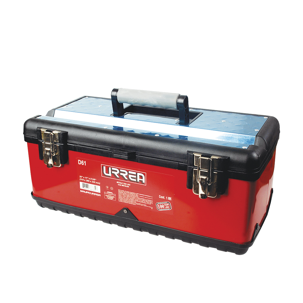 Caja portaherramientas metálica-plástica color rojo/negro 20" x 11" x 8"