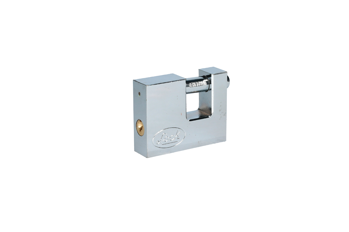 Candado de acero para cortina metálica 70 mm, cromo satinado, llave estándar