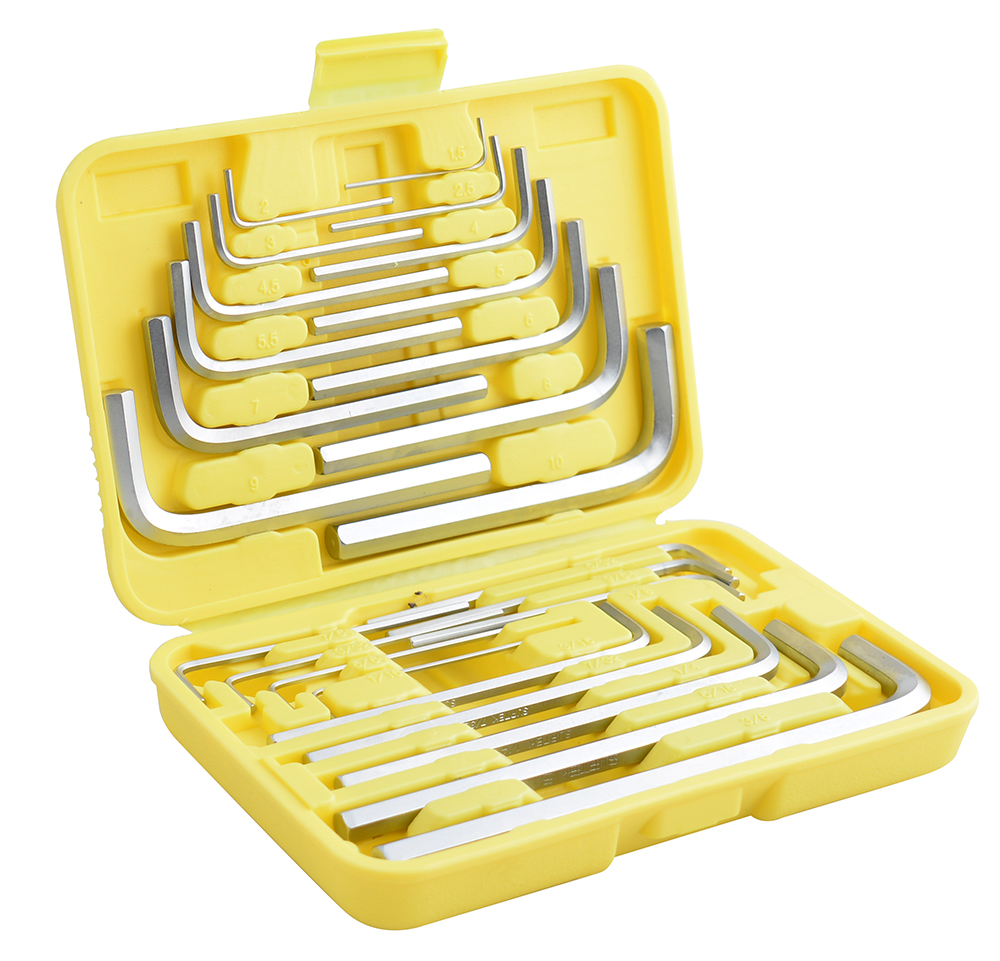 Juego de llaves hexagonales tipo "L", combinadas, 25 piezas en rack