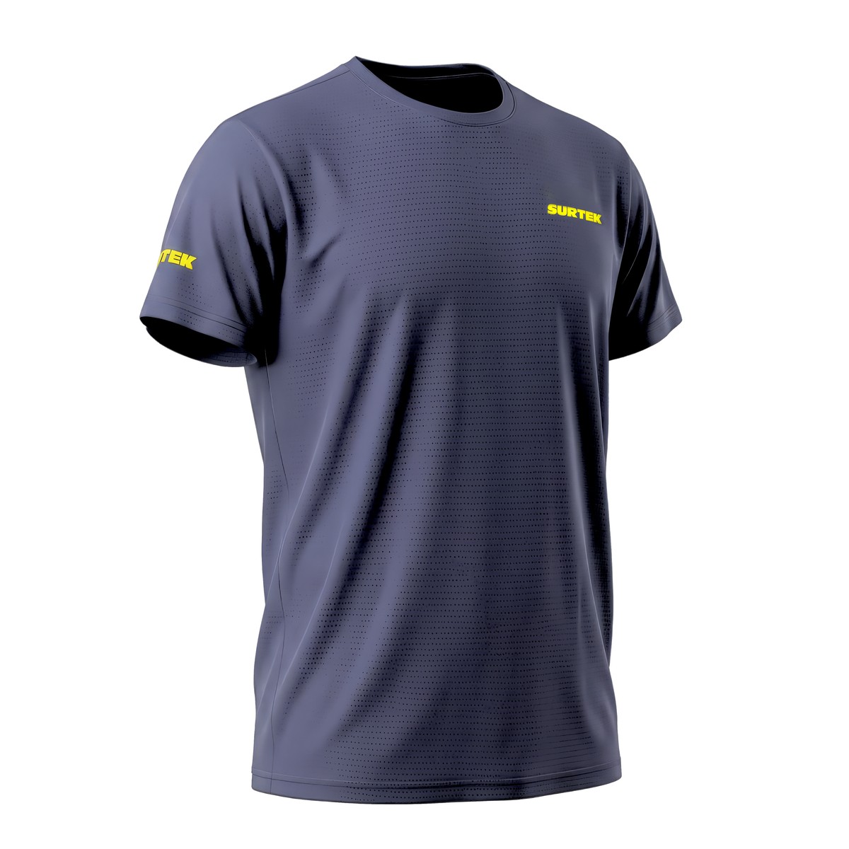Playera dryfit con cuello redondo color azul marino talla M