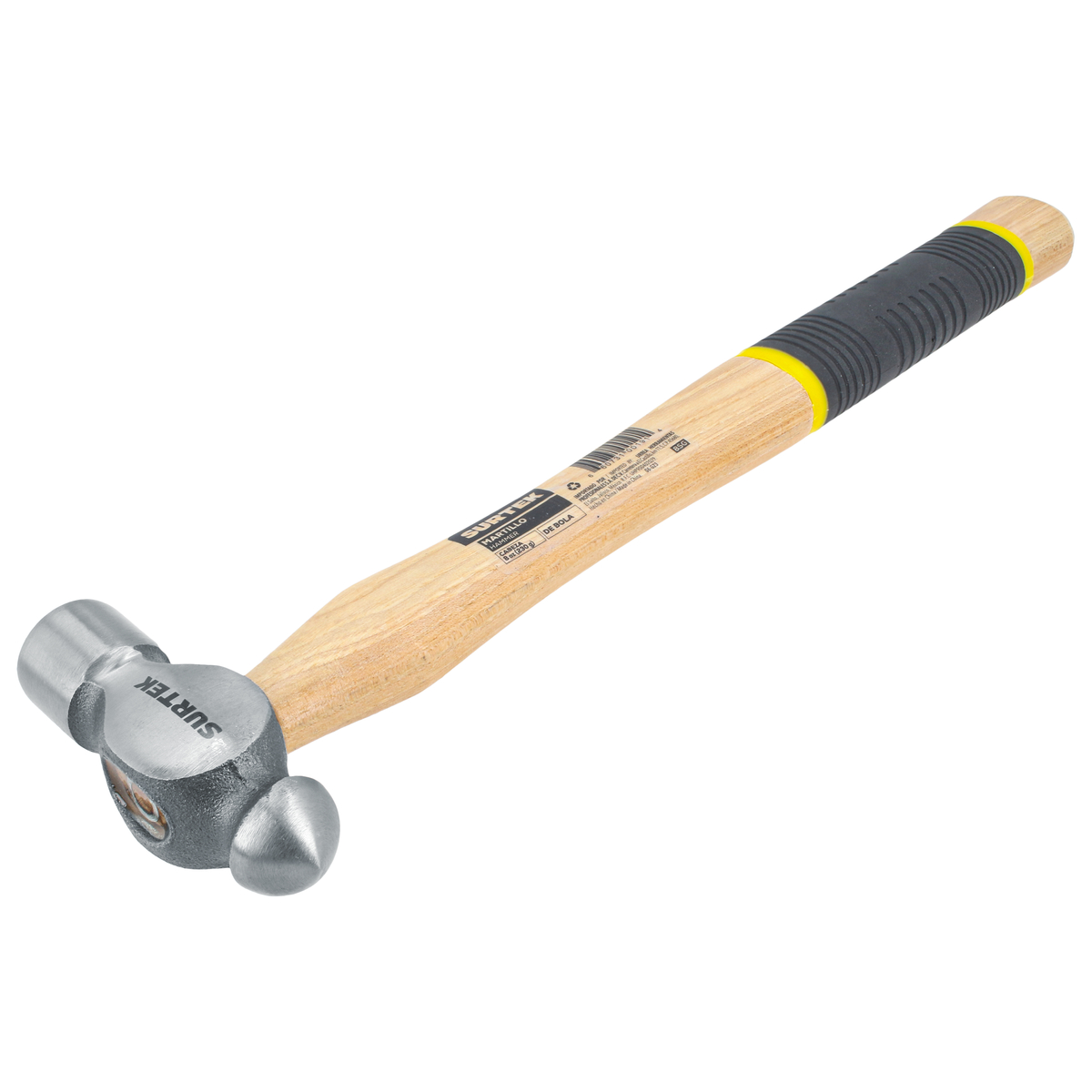 Martillo de bola pulido con mango de madera con grip de 11", 8 oz