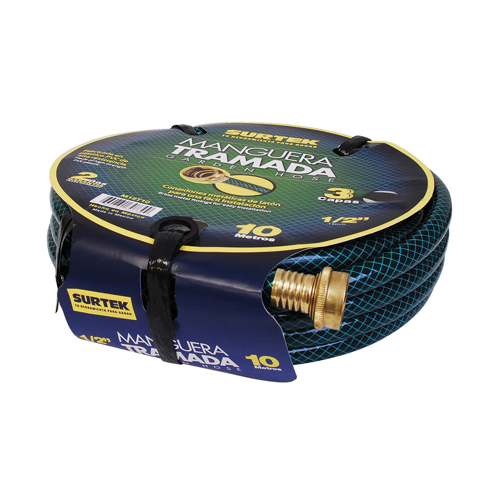 Manguera para jardín tramada verde con conector metálico 1/2", 25 m