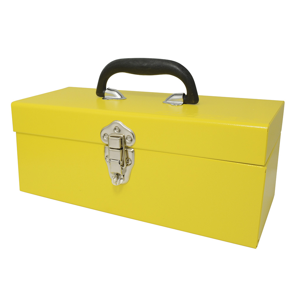 Caja portaherramientas metálica color amarillo 14" x 6" x 6"