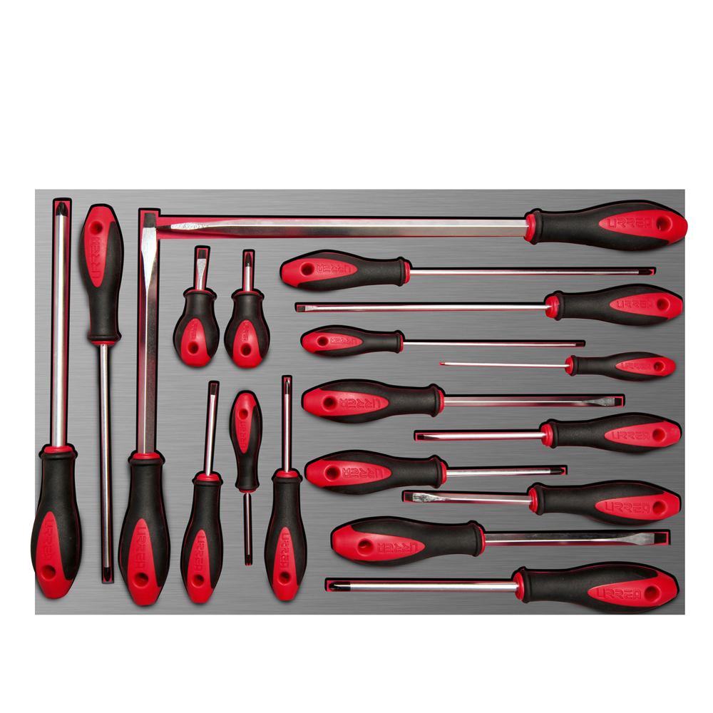 Juego de destornilladores mango bimaterial varias puntas 19 piezas, CH307L-C