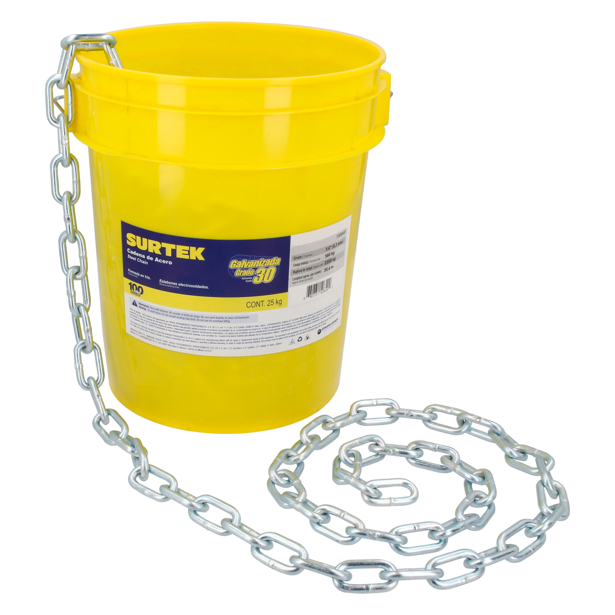 Cadena grado 30 galvanizada 1/8", 25 kg
