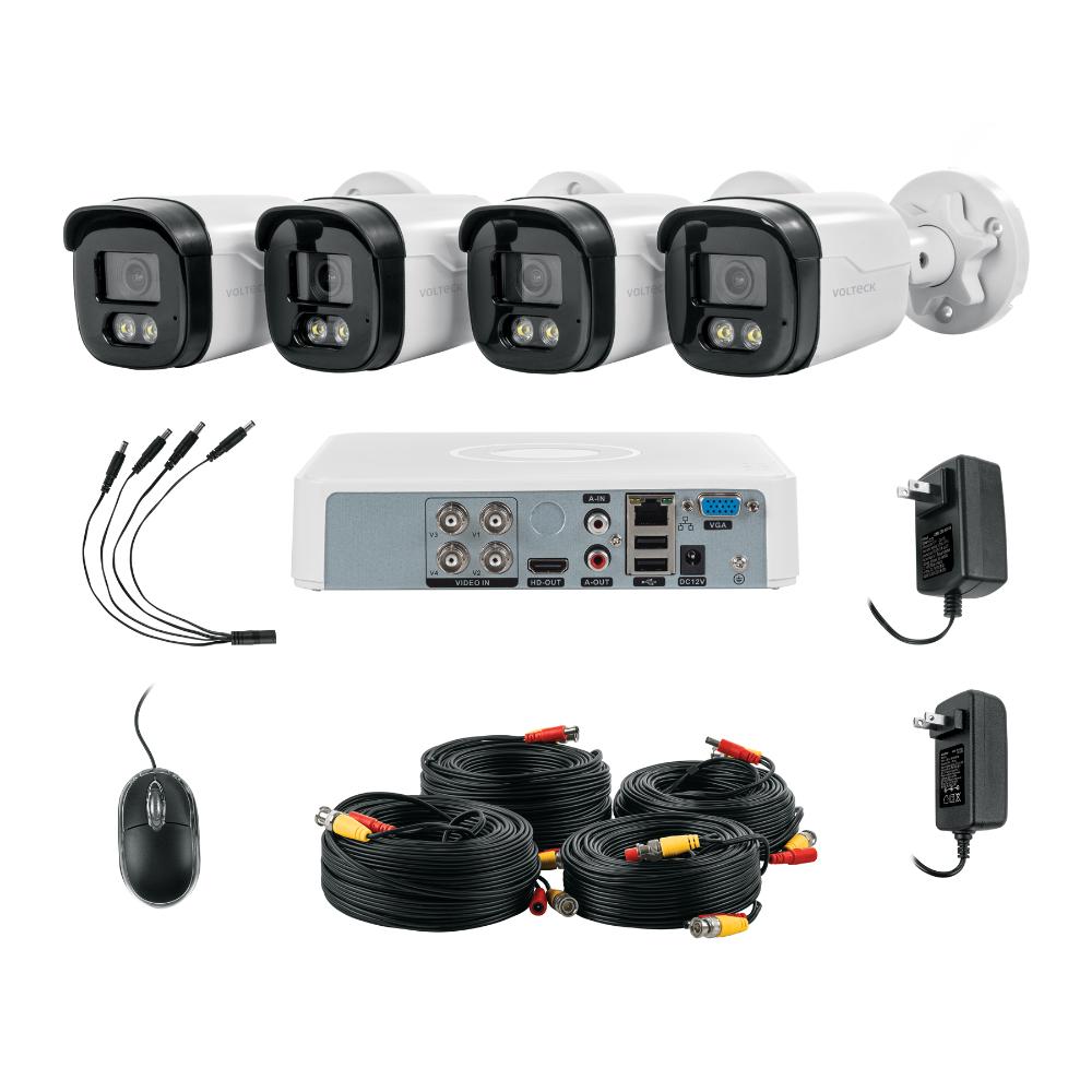 Kit video vigilancia, 4 canales, 4 cámaras, 5MP, Disco 1TB