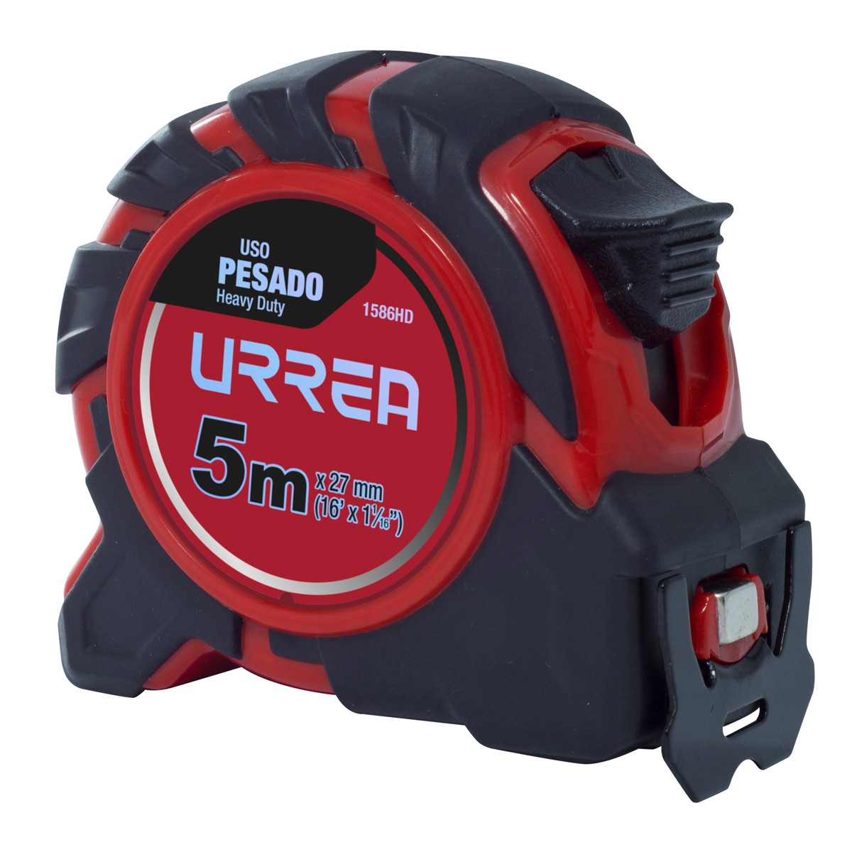 Flexómetro anti-impacto con carcasa de caucho, 5 m x 27 mm