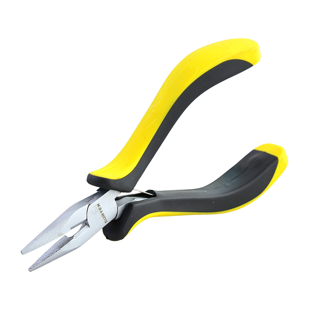 Mini pinza para electrónica con mango bimaterial corte lateral de 4-3/4"