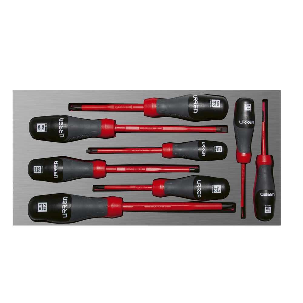 Juego de destornilladores con mango trimaterial 1000 V, varias puntas 8 piezas, CH119L-C