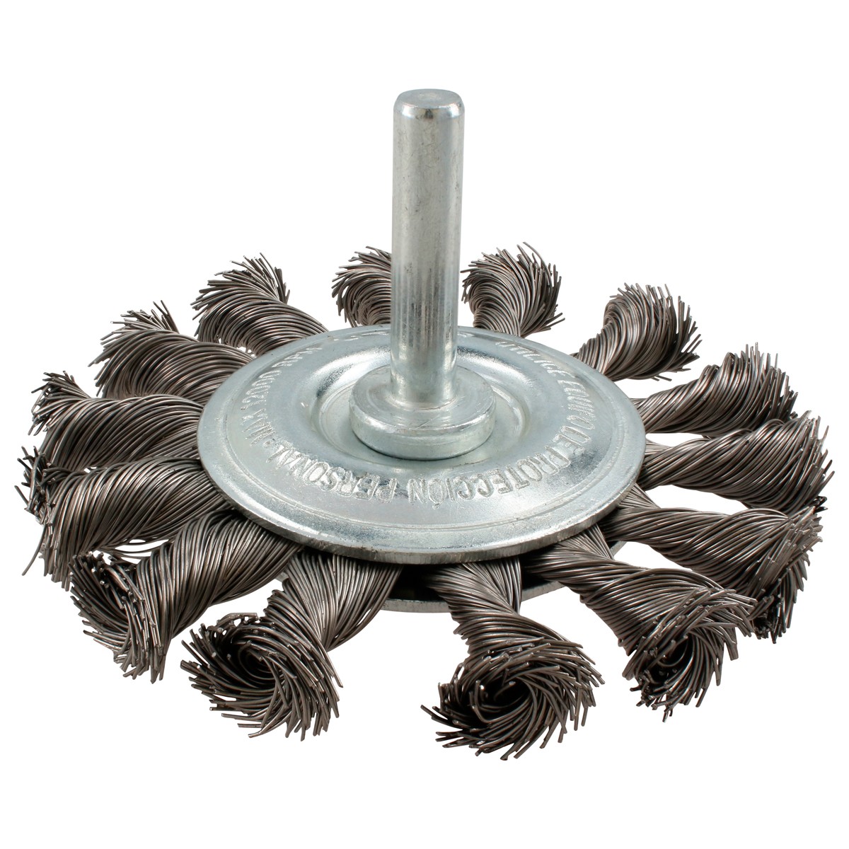 Carda circular trenzada alambre grueso 3" x 0.50 mm con zanco 1/4"