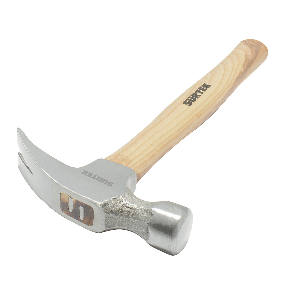 Martillo de uña recta con mango de madera 14", 20 oz