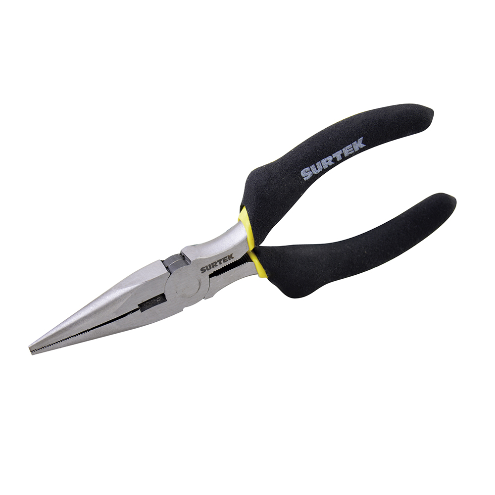 Pinza para electricista con mango rubber grip punta larga corte lateral de 5"