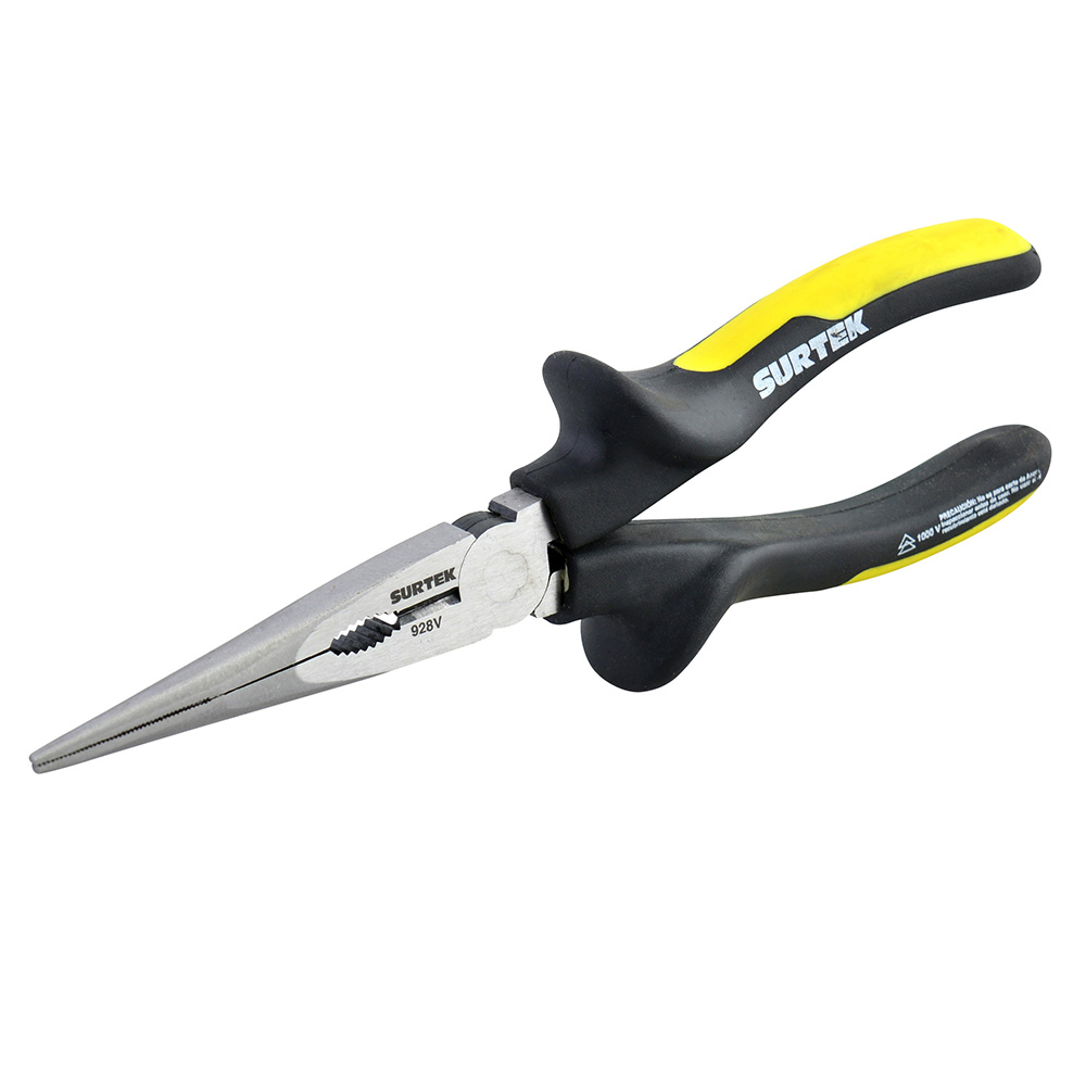 Pinza con mango bimaterial de 1000 V de puntas largas, 8"