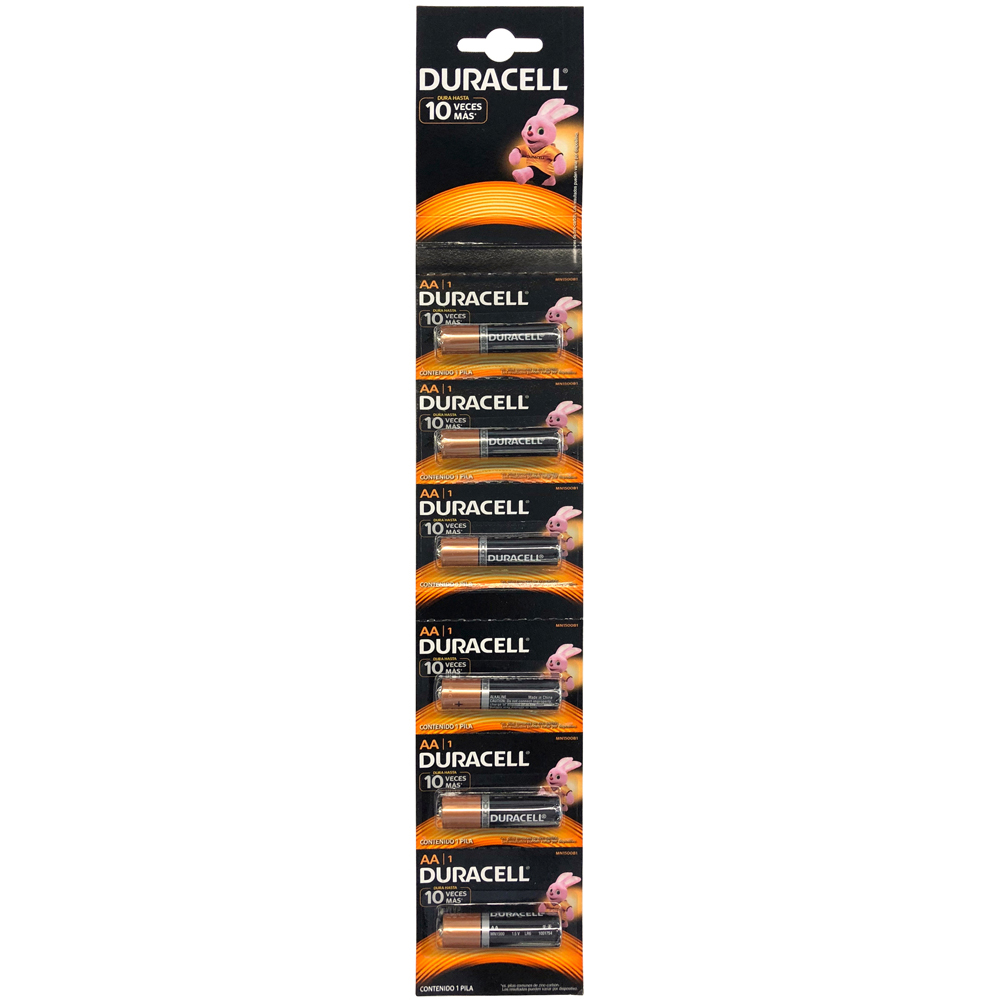 Tira de pilas alcalinas Duracell "AA", 6 piezas