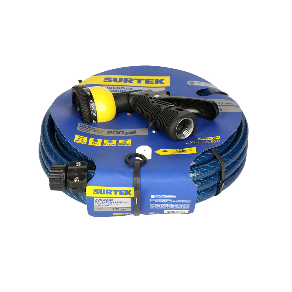Manguera para jardín spider con pistola para riego 1/2", 15 m
