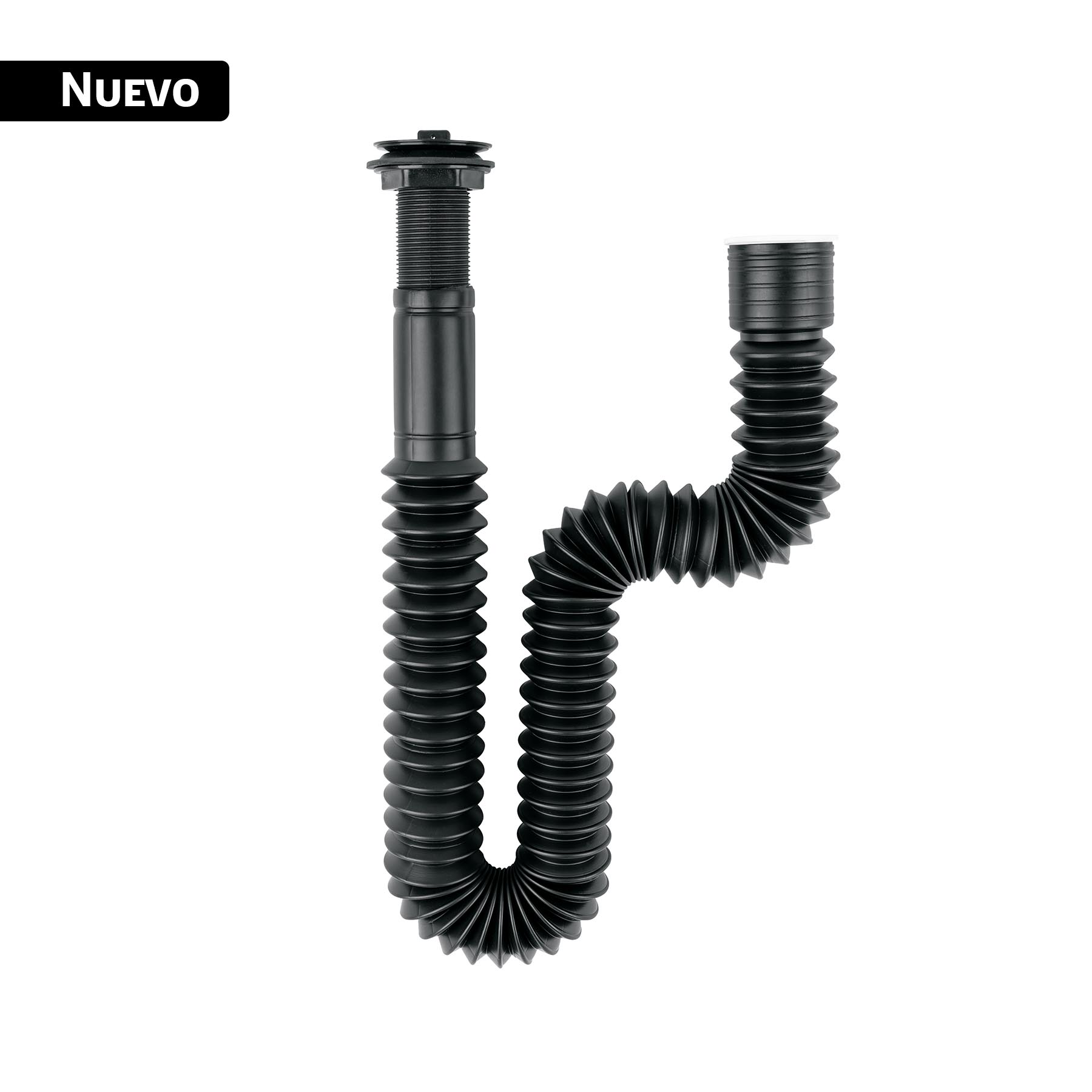 Céspol flexible de PP con contra, negro, para lavabo, FOSET