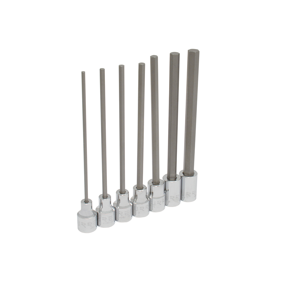 Juego de dados punta hexagonal extra larga cuadro de 3/8", en pulgadas, 7 piezas