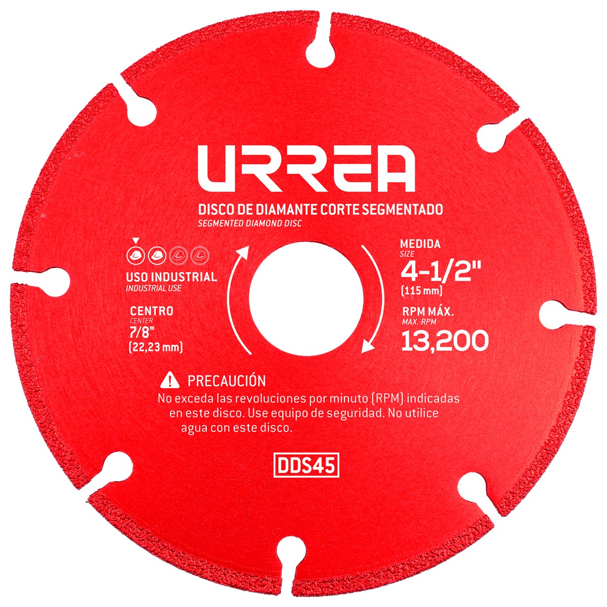 Disco de diamante segmentado, 4-1/2",13,200 RPM