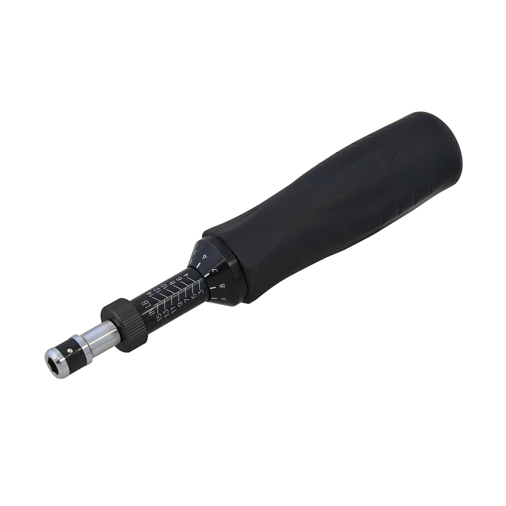 Destornillador de torque microajustable con mango plástico cuadro de 1/4", 3-15 in-lb