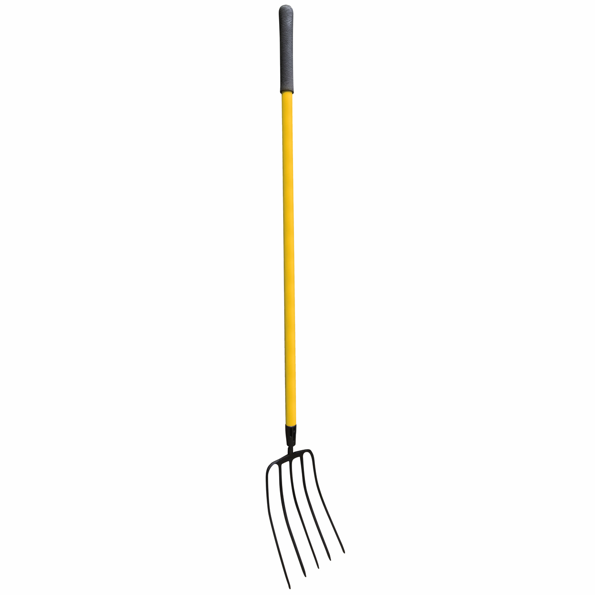 Bieldo forjado en una pieza con mango de madera de 5 dientes, 48"