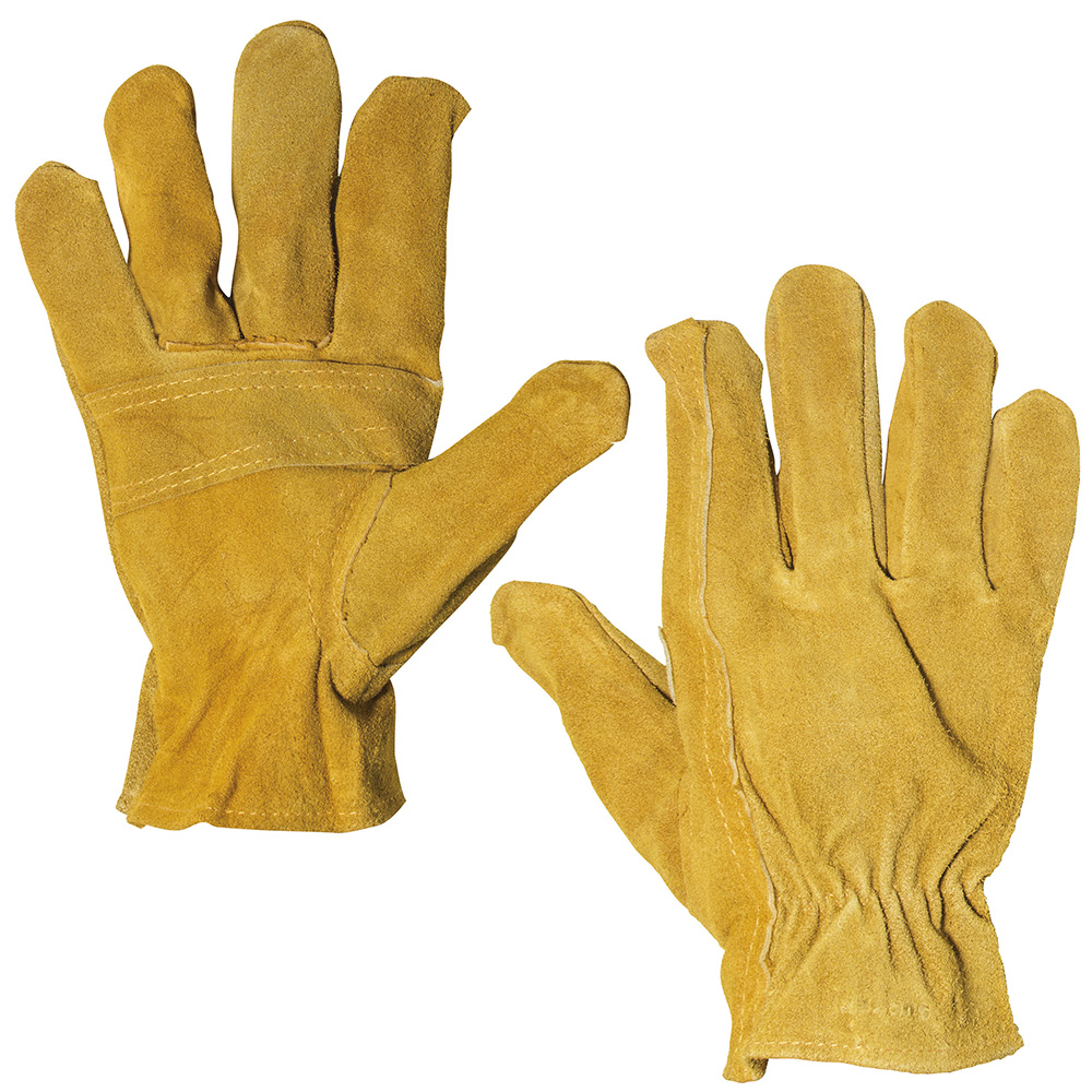 Guantes de carnaza tipo soldador con forro interno puño largo unitalla