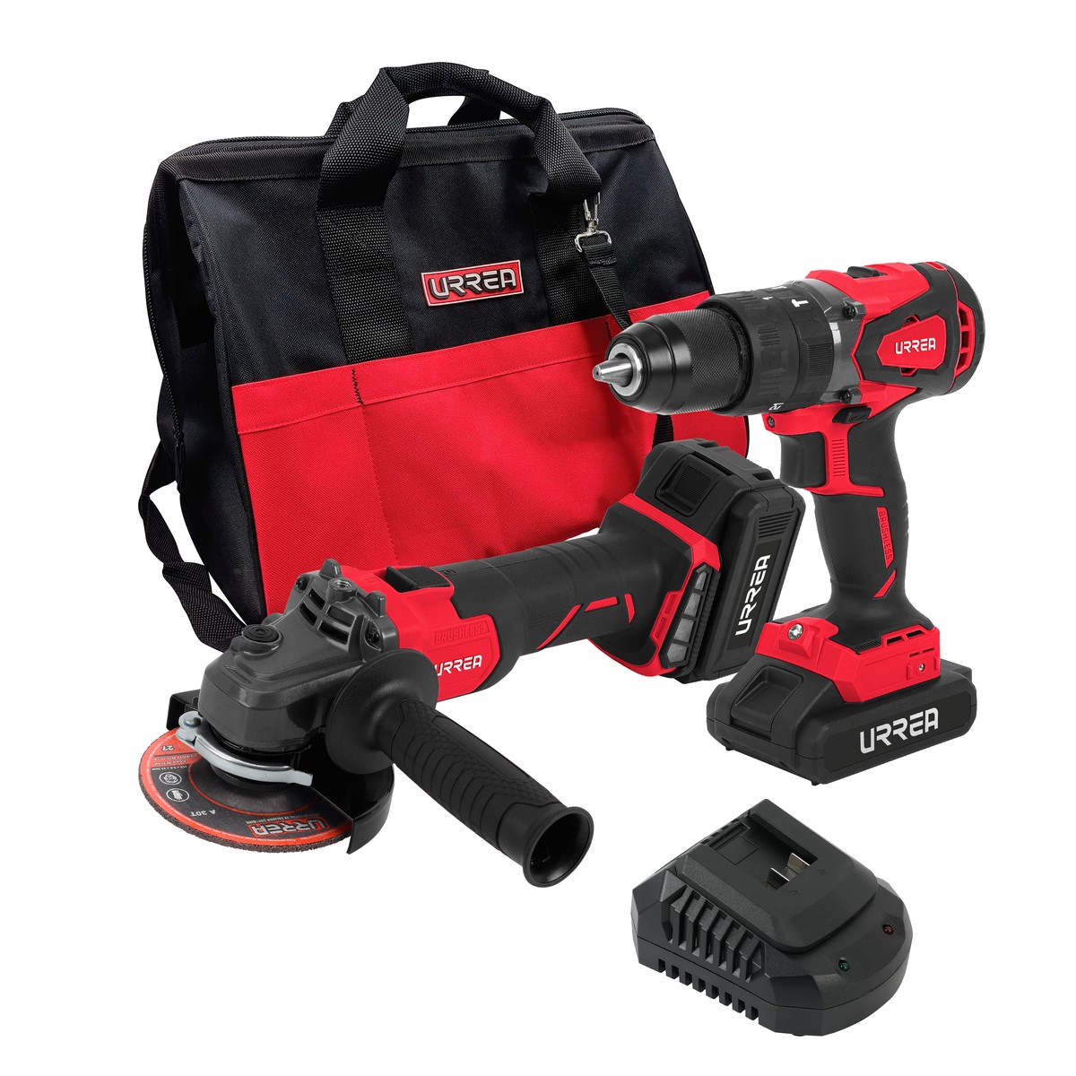 Juego de rotomartillo y esmeriladora a batería Li-ion 20 V, 2 piezas en mochila