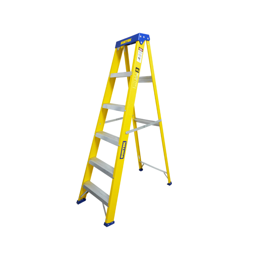 Escalera de tijera tipo II de fibra de vidrio con 5 peldaños