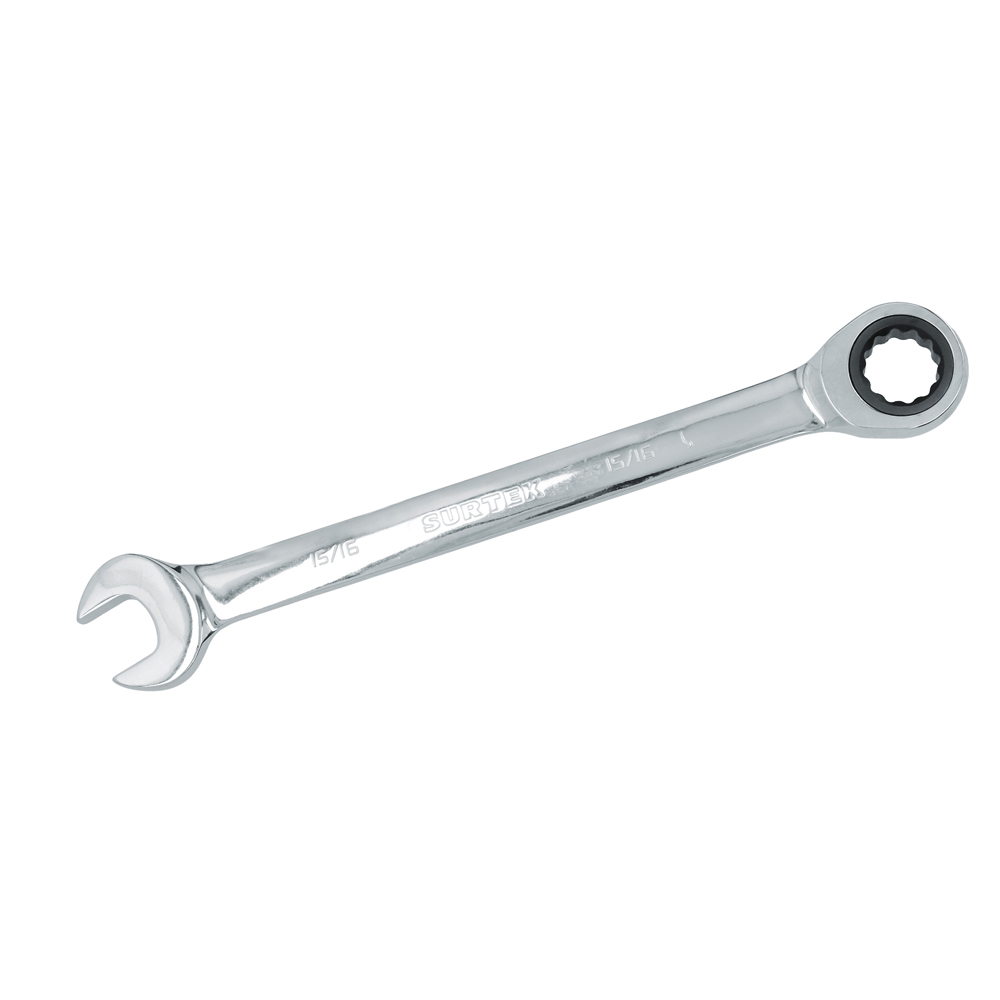 Llave combinada pulido espejo de matraca en pulgadas, 12 puntas, 15/16"