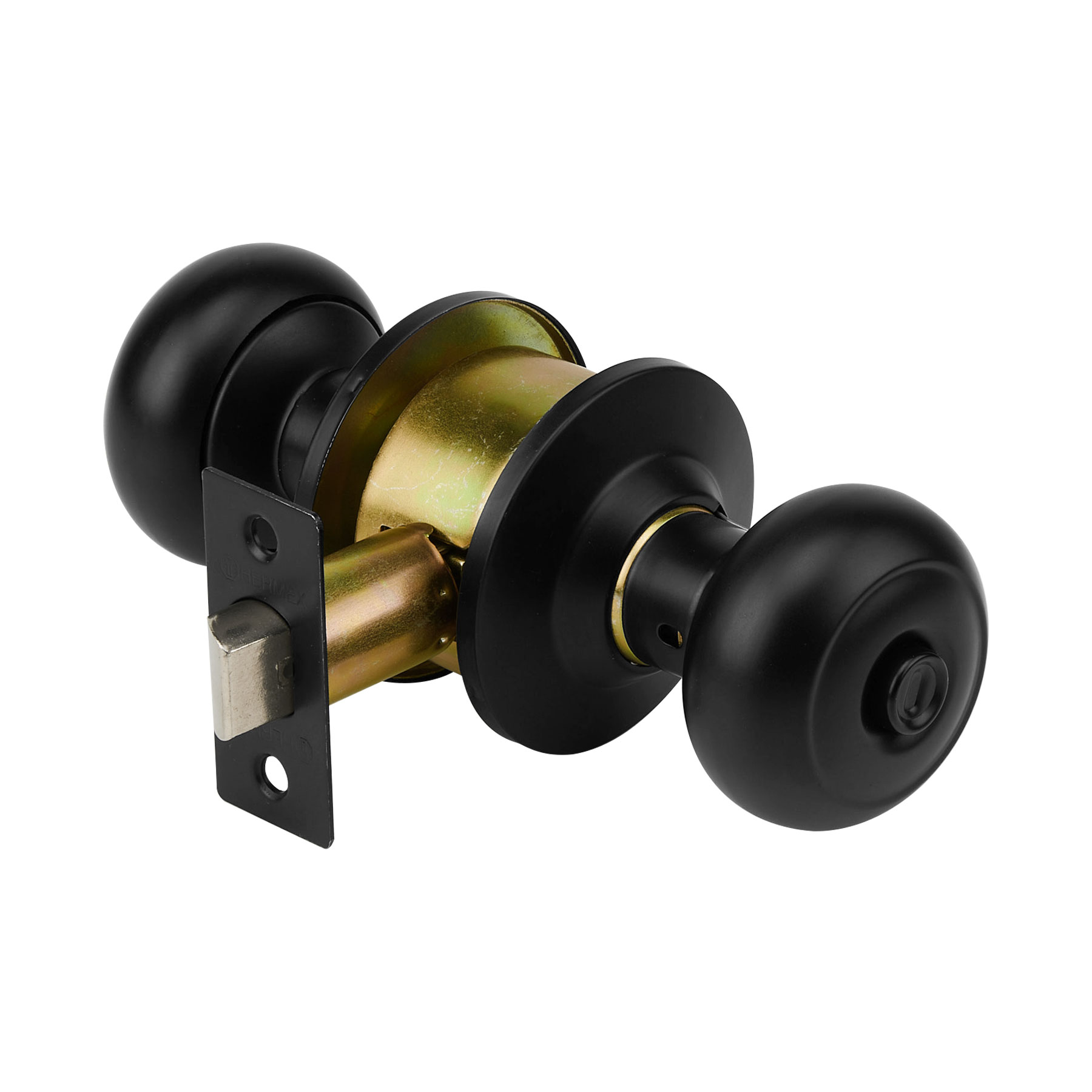 Cerradura pomo, negro, oval, baño, HERMEX