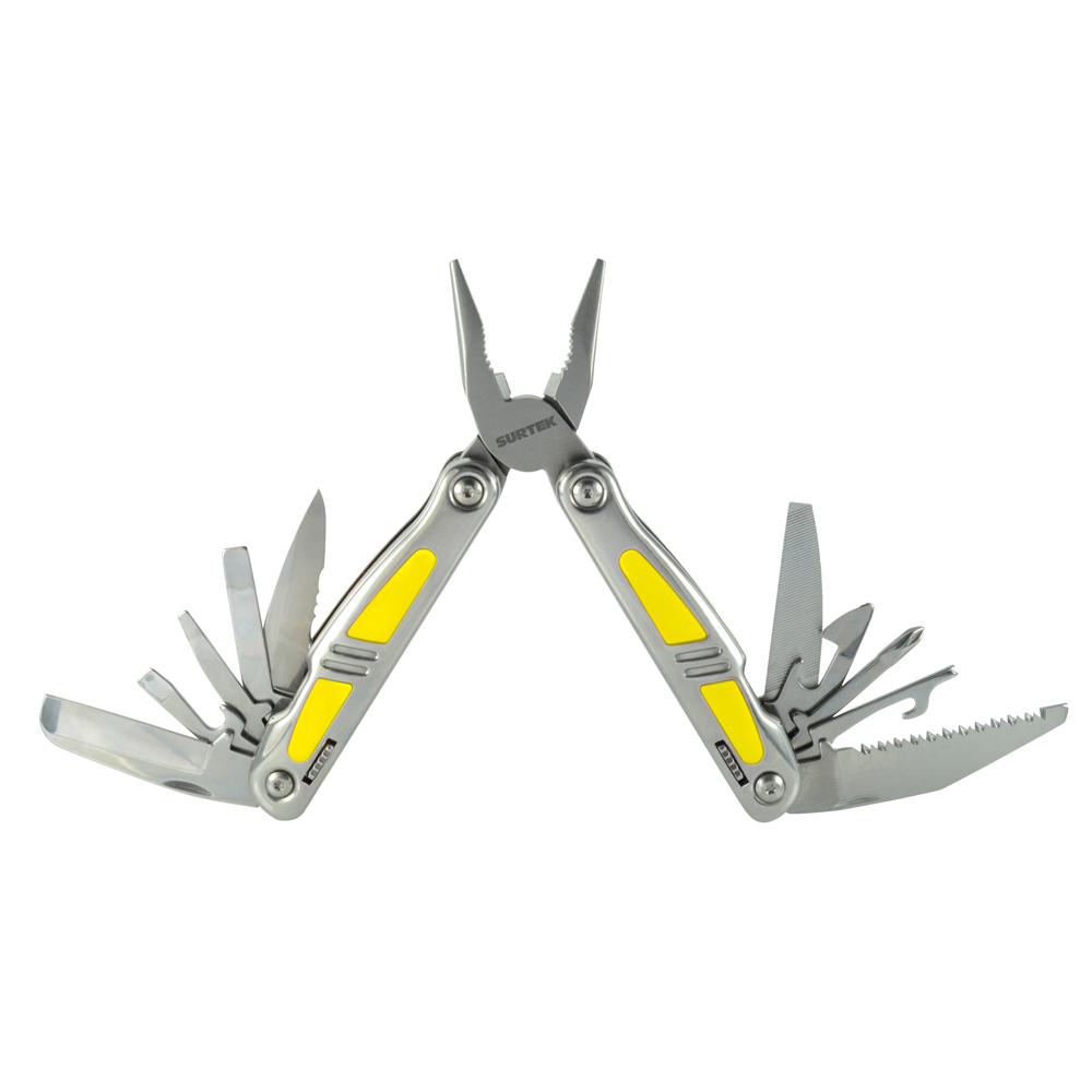 Pinza multiherramienta con mango de acero inoxidable y plástico 14 en 1 de 6"