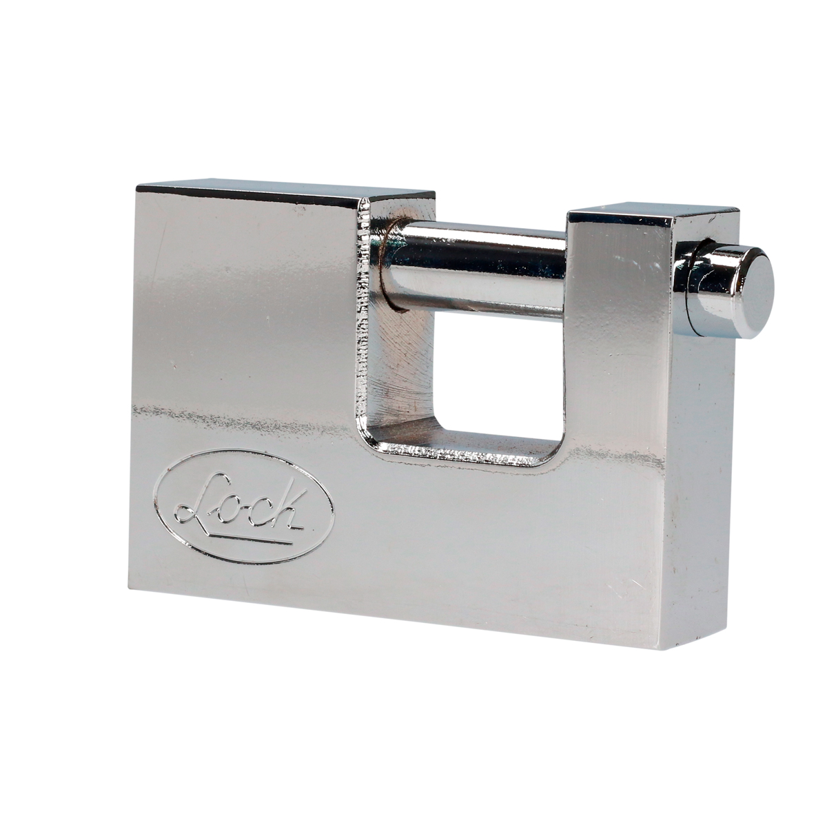 Candado de acero para cortina metálica 80 mm, cromo satinado, llave tetra