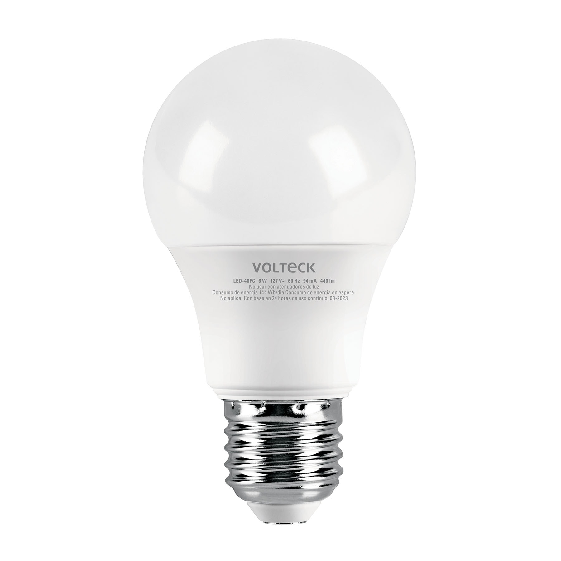 Foco LED 6W (40W) A19, 6500K blanca fría, 440 lm, caja