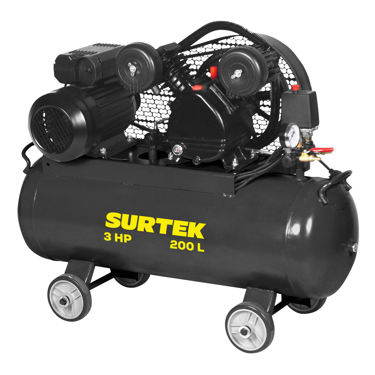 Compresor de aire eléctrico con transmisión de banda 200 Lt, 3 HP, 120 V