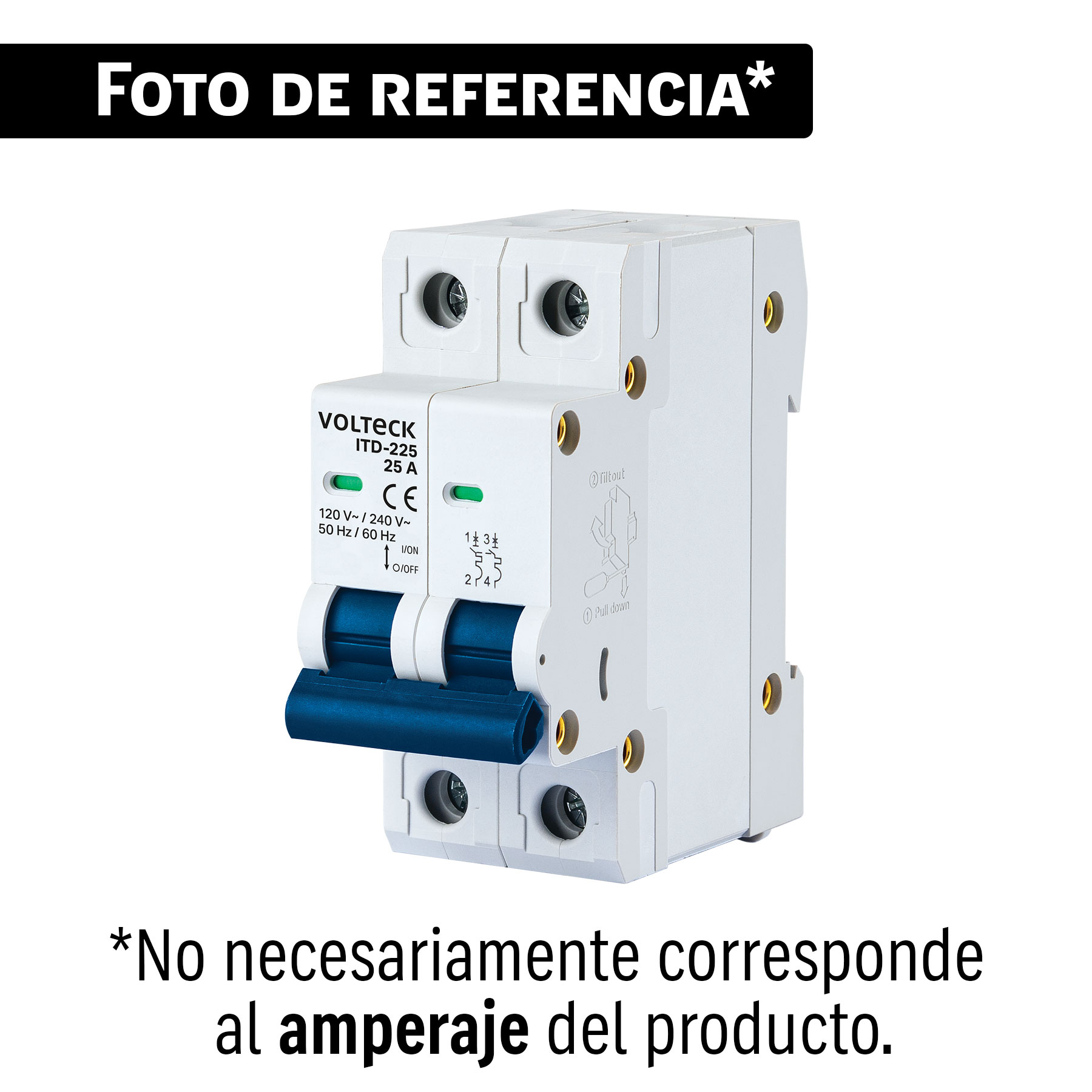 Interruptor de 2 polos 20A para riel DIN, VOLTECK