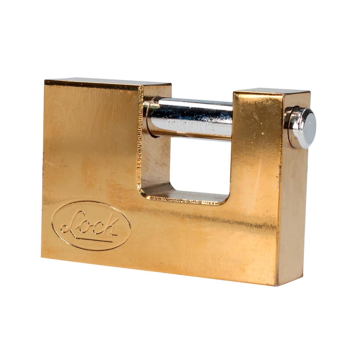 Candado de acero para cortina metálica 80 mm, latón brillante, llave estándar