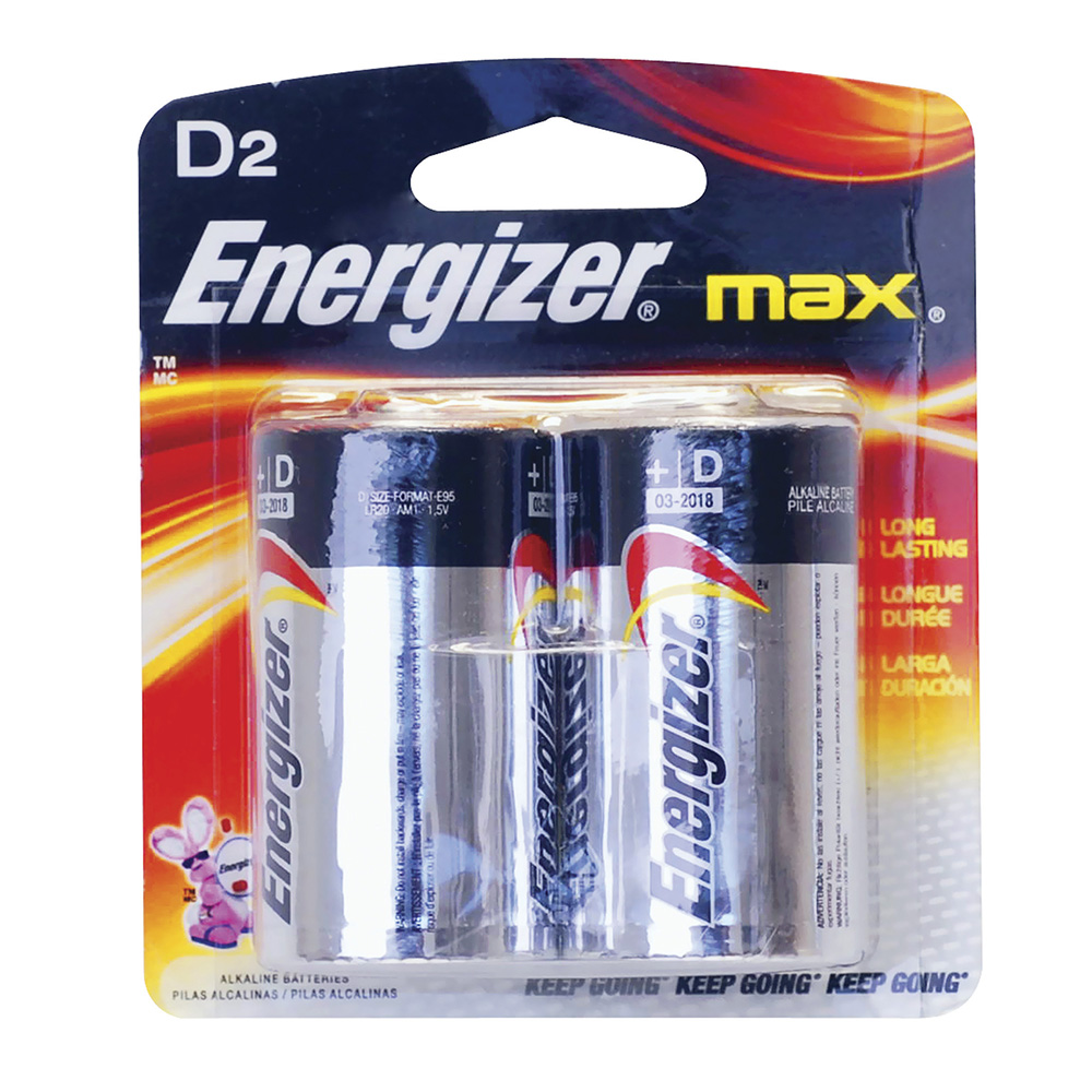 Pila alcalina Energizer "D", 2 piezas