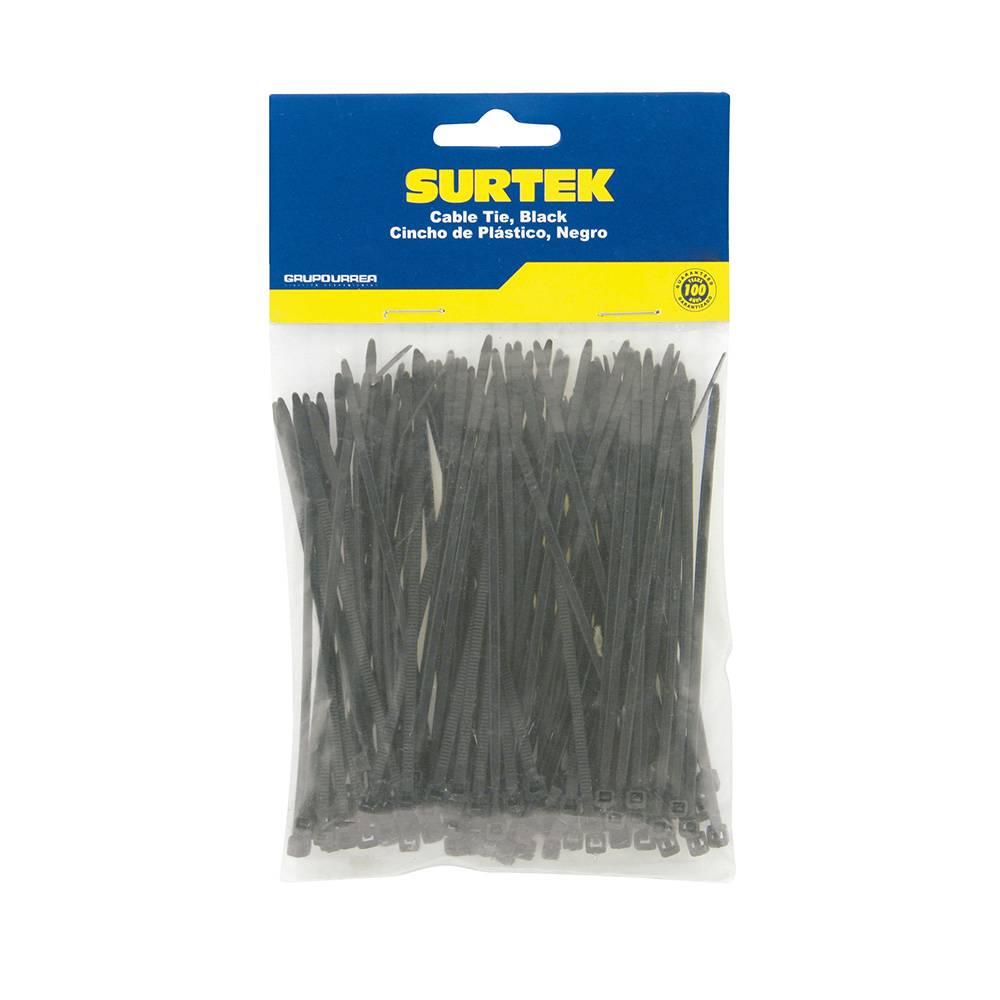Cinchos plásticos 160 x 4.8 mm, tensión 27 kg de 50 piezas, color negro