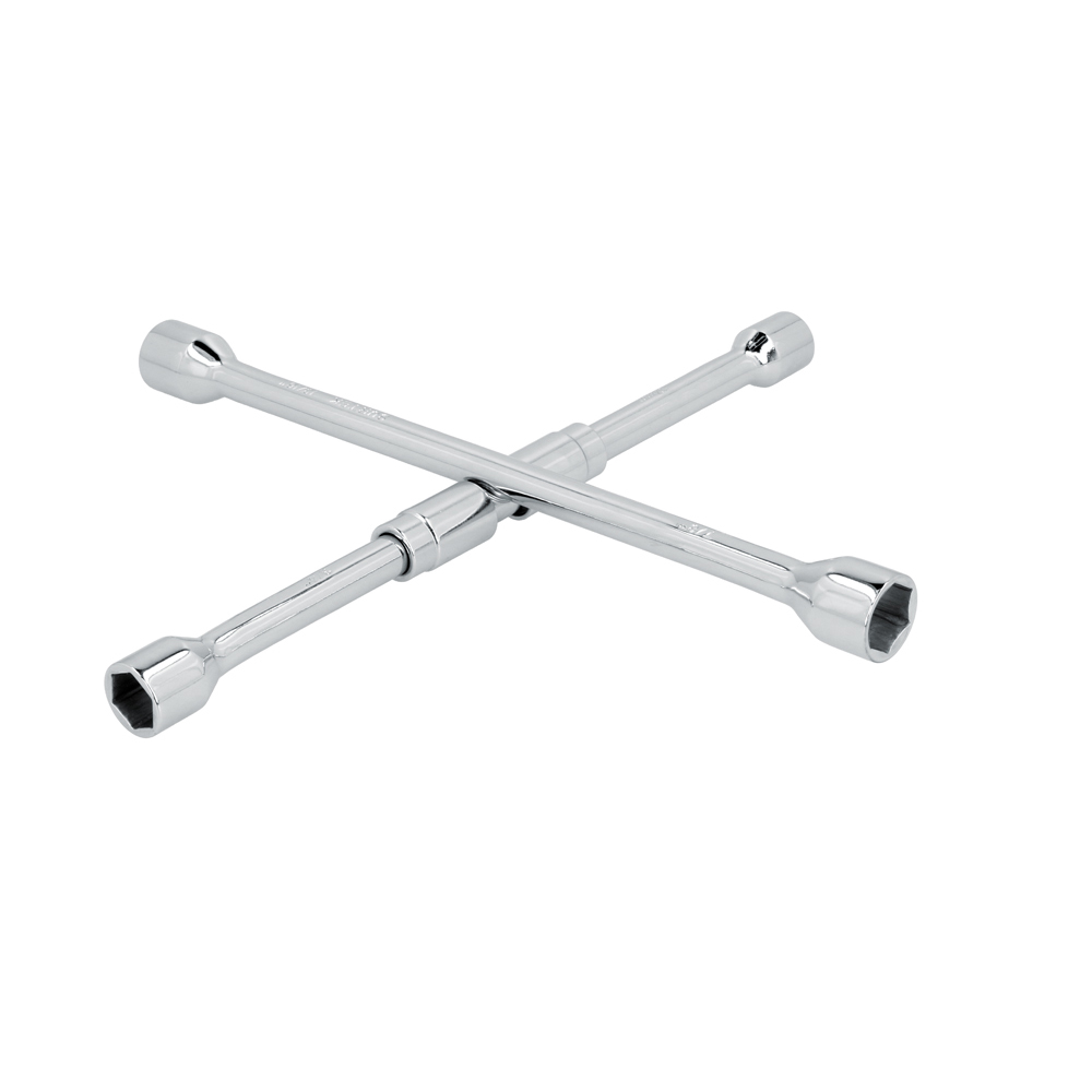 Llave de cruz cromada plegable, 14"