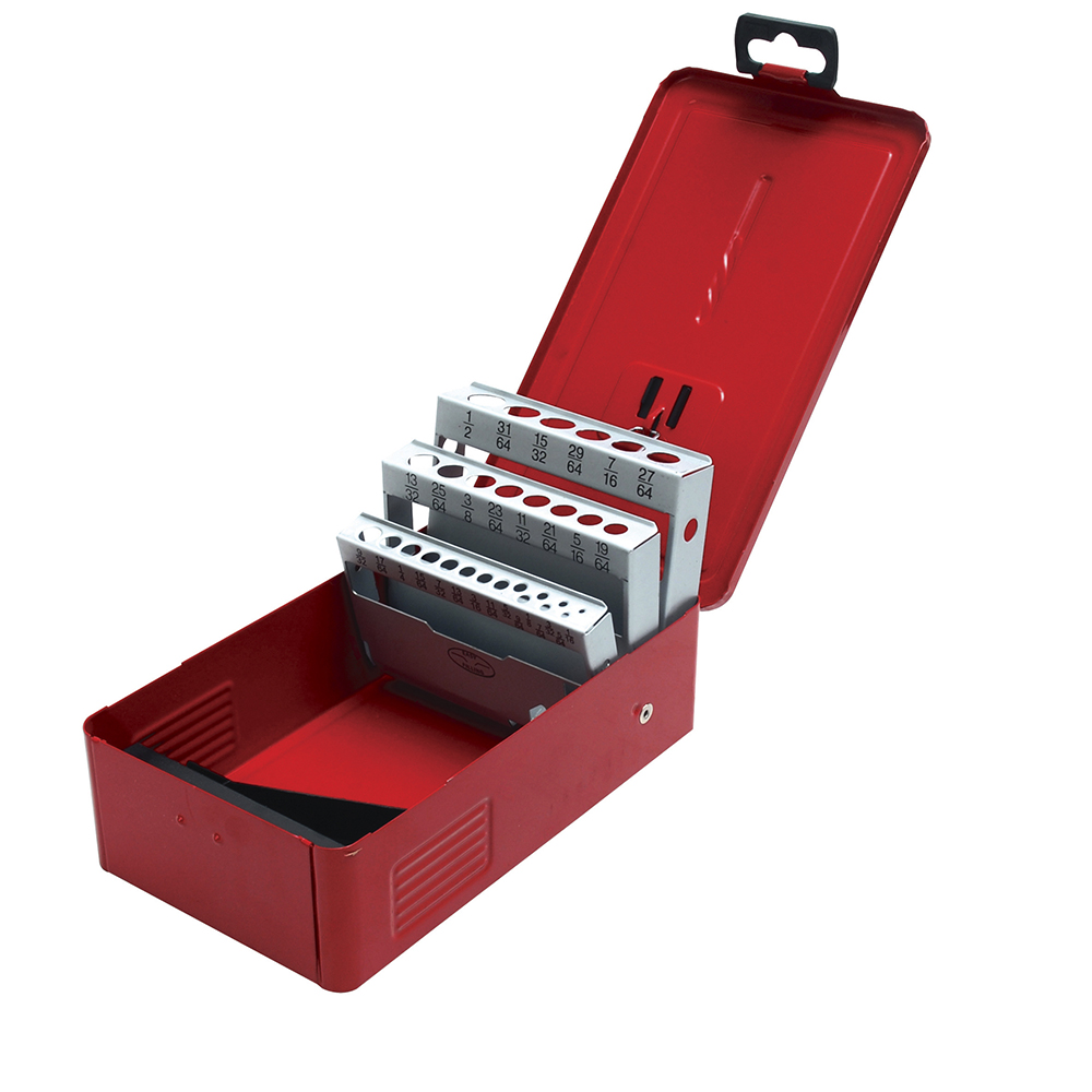Caja metálica para brocas color rojo 5" x 4" x 3"