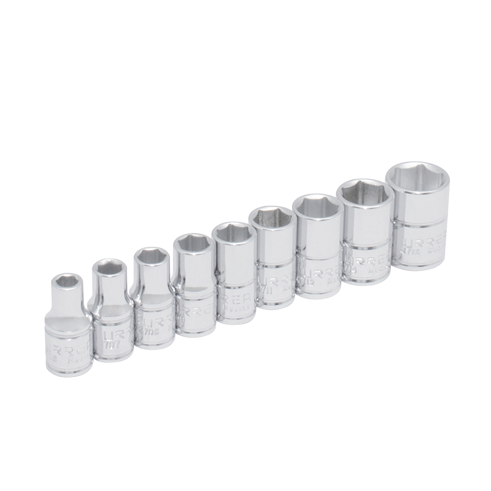 Juego de dados cuadro de 1/4" en pulgadas, 9 piezas