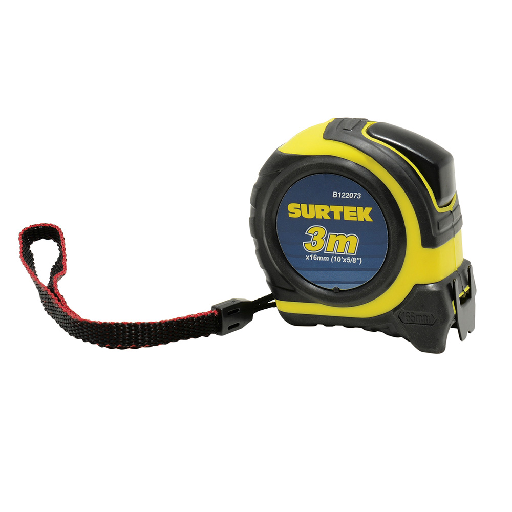 Flexómetro anti-impacto con carcasa rubber grip, 3 m x 16 mm