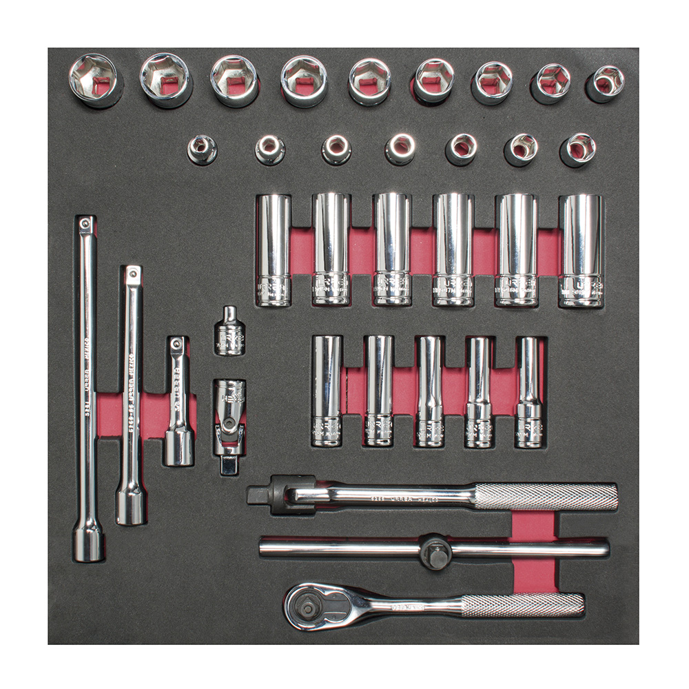 Juego de dados cortos,largos y accesorios cuadro de 3/8" métricos 35 piezas, CH202-C